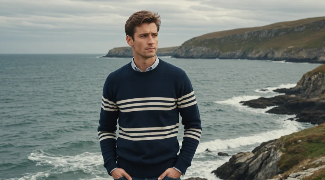 pull marin homme boutonné épaule